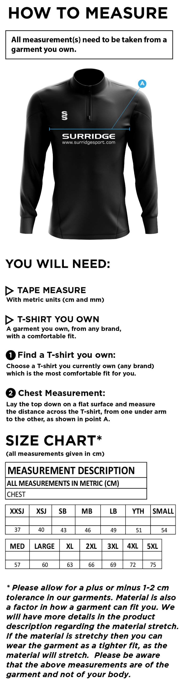 Auz Academy 1/4 Zip Dual Performance Top :  Marl - Size Guide