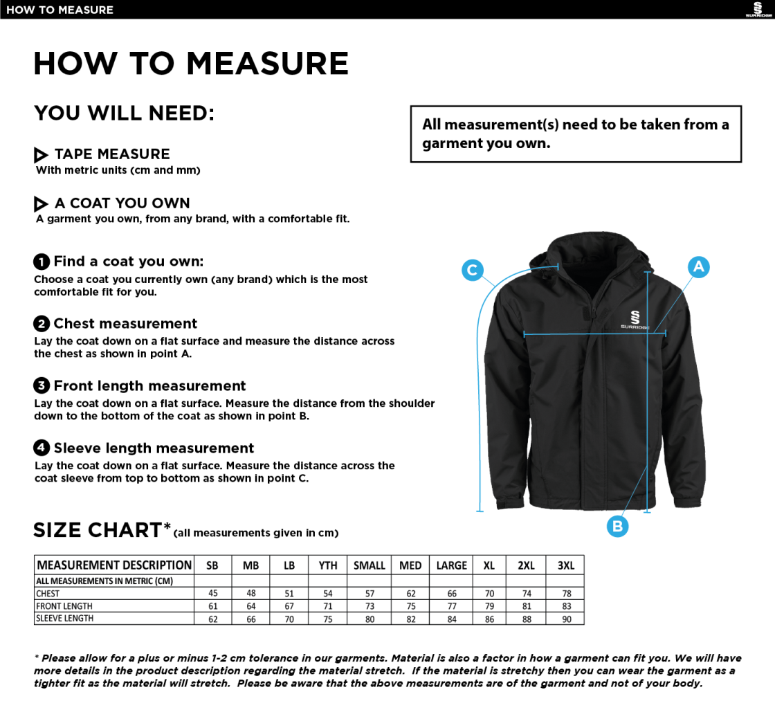 Auz Academy Dual Fleece Lined Jacket : Black - Size Guide